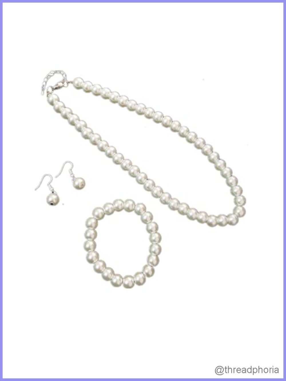 Faux Pearl Jewelry Set Necklace Bracelet Earrings Women Gift